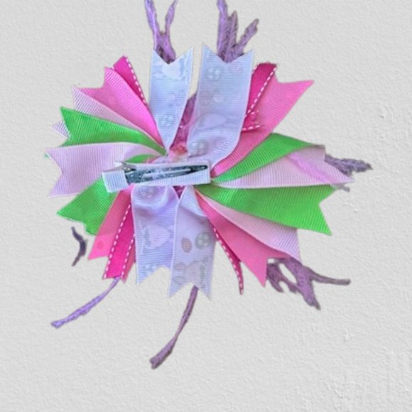 Pink Easter Feather Deluxe Bow - Picture 2 of 2